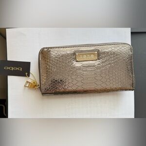 Bebe Grey-Brown Metallic Snakeskin Wallet - Brand New with Tags